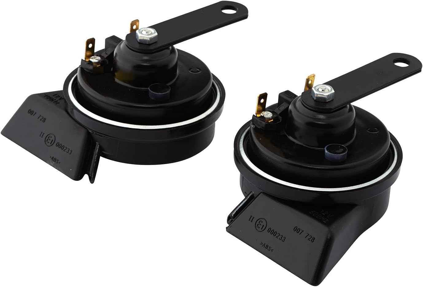 HELLA 3FH 007 728-831 Trumpet Horn - TE16-12V - 110dB(A) - Frequency Range: 400/500Hz - Electric - Housing Colour: Black - Flat Plug-in Connector - Kit