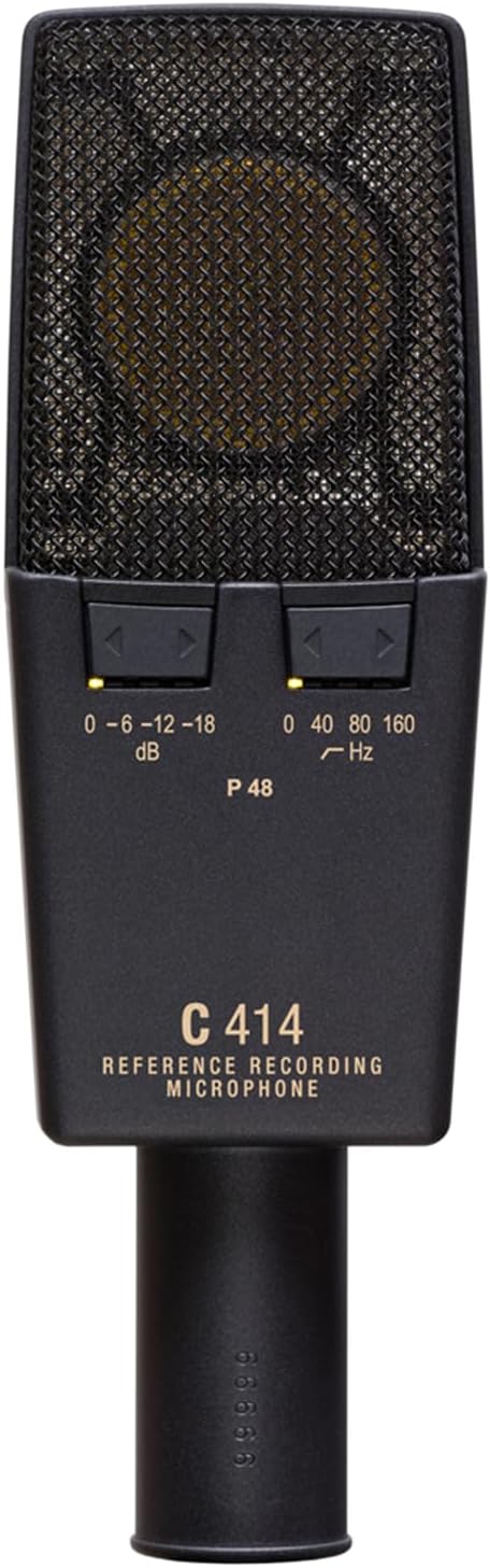 AKG Pro Audio C414 XLII Stereoset Large-Diaphragm, Vocal, Instrument Condenser Microphone, Multipattern, Live Sound or Studio, with Accessories, and Hard Case, Matched Pair. Black and Gold