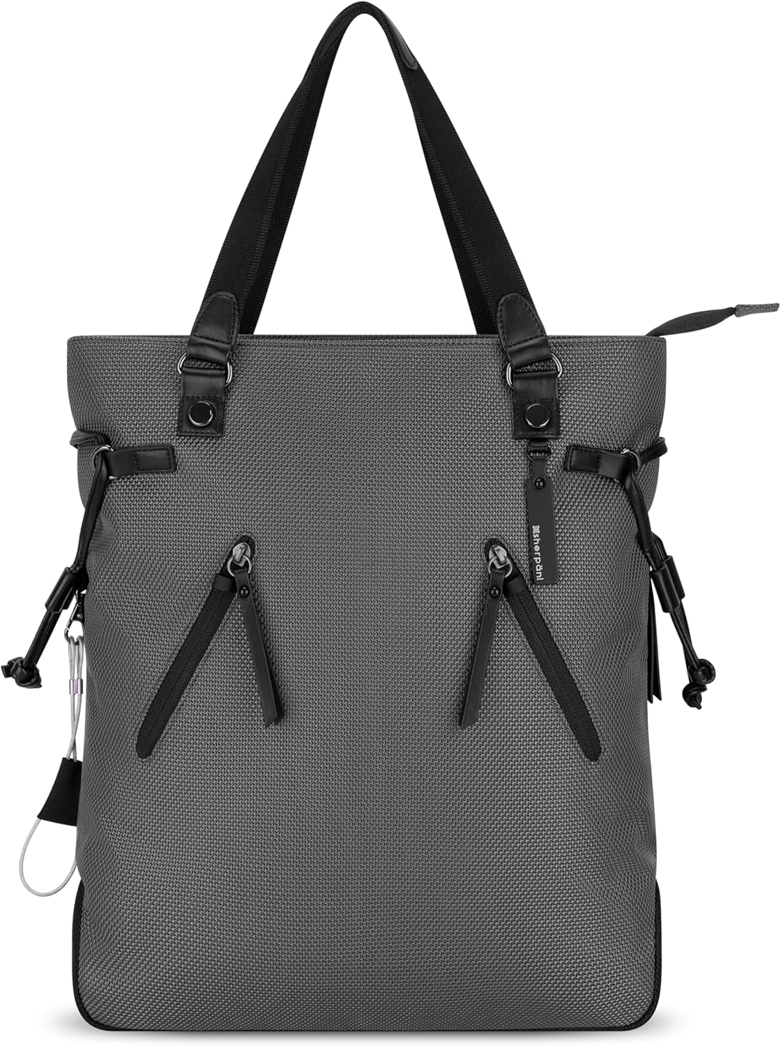 Sherpani Tempest, Anti Theft Convertible Backpack Tote, 14L Travel Backpack, Travel Gifts for Women, Handbags, RFID Protection, Metal Hardware, Fits 15” Laptop (No Sleeve) (Granite Signature)
