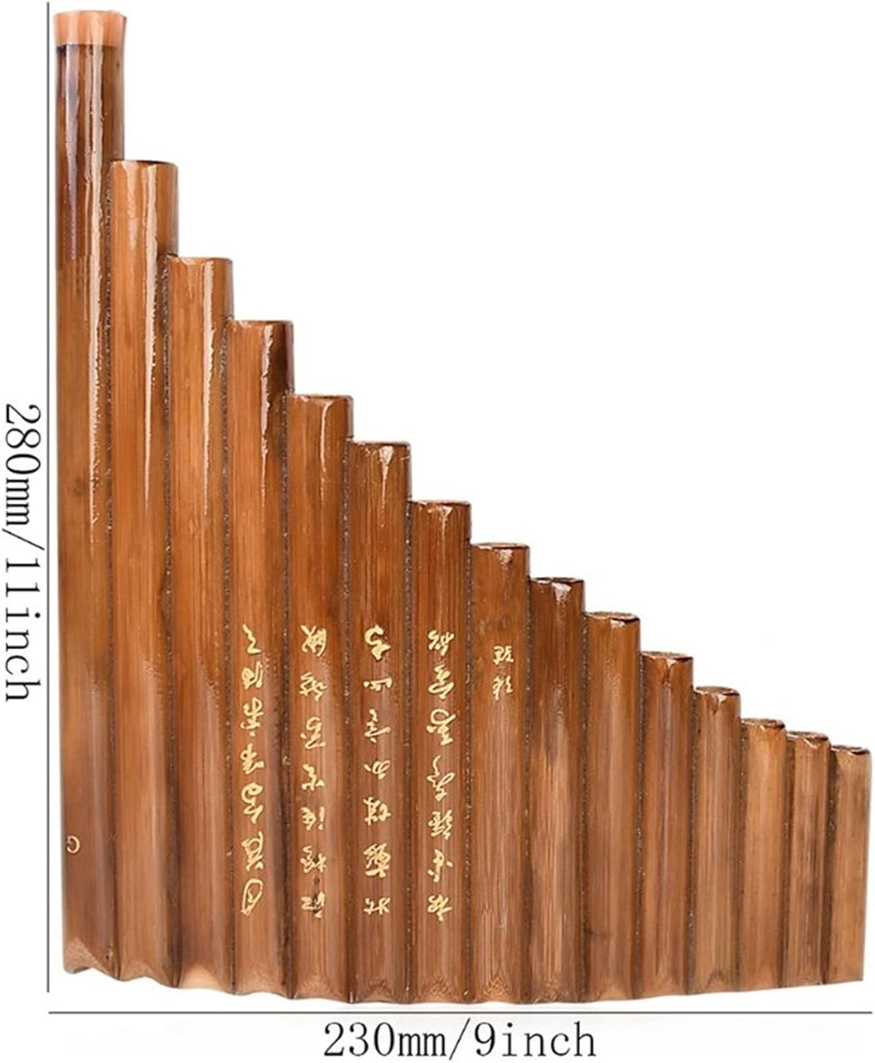 15 Pipes Traditional Brown Pan Flute G Key Chinese Musical Instrument Pan Pipes Woodwind Instrument