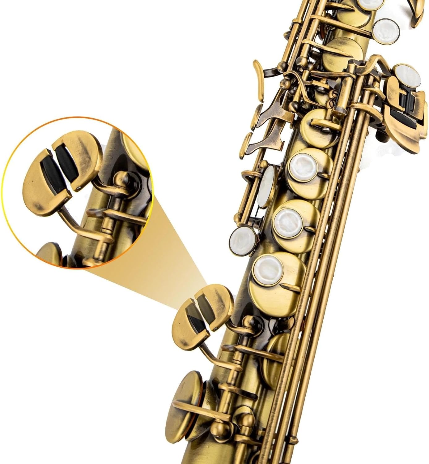 Japan Bb Treble Saxophone Antique Copper Plated Sax Woodwind Instrument Carve Pattern & Case Mouthpiece Reed