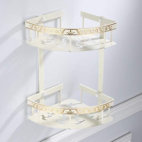 Corner Shower Caddy Nail Free Bathroom Shelves, 2 Layer Antique Metal Shower Corner Shelf, Wall Mount Shampoo Storage Shelf Shower Organizer (Color : ABS-001-2)