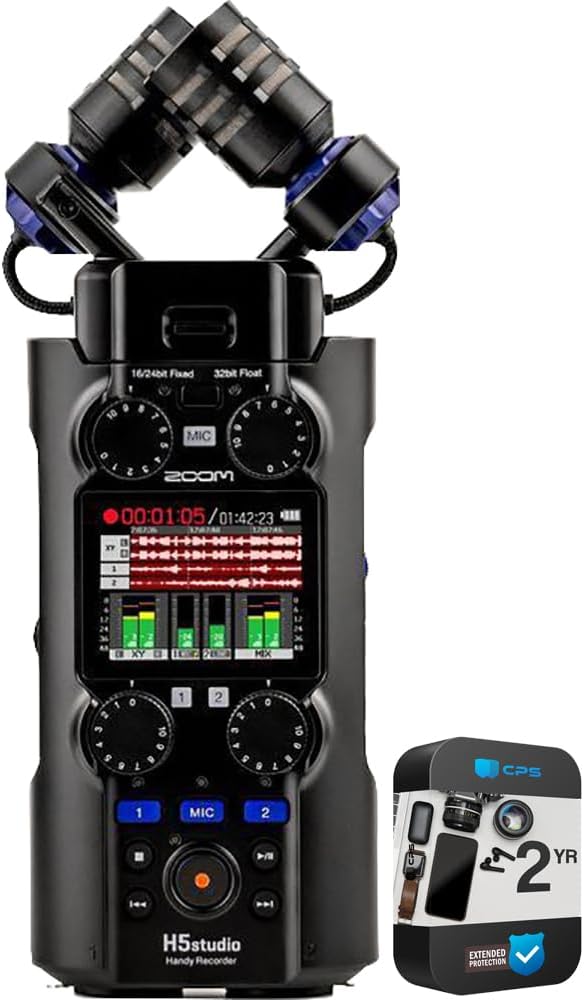 Zoom ZH5STUDIO 6 Track Handy Recorder with 32-Bit Float Recording Bundle with 2 YR CPS Enhanced Protection Pack