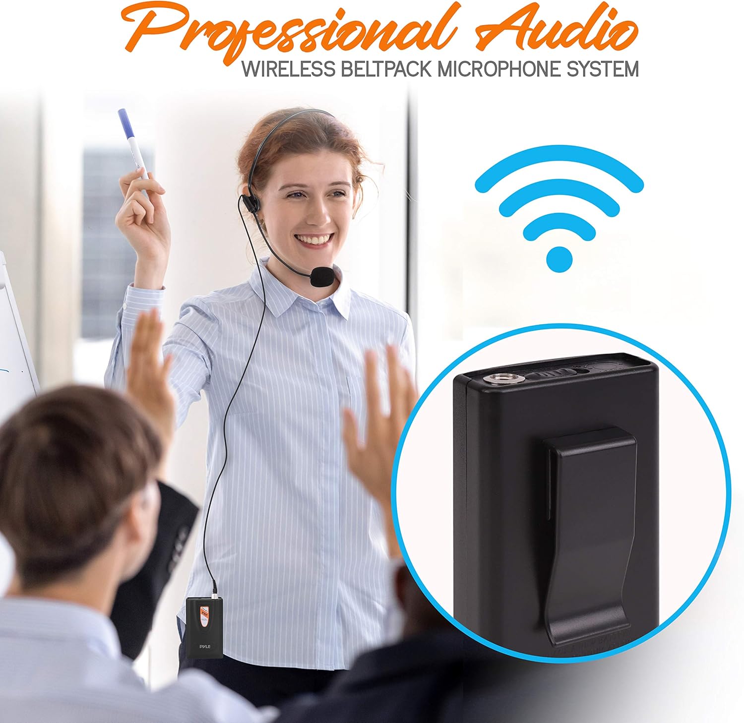 Pyle 8 Channel Wireless Microphone System - Professional VHF Audio Mic Set with Headset/Bodypack, 4 Clip Lavalier, 4 Handheld Mic for Church, Singing, Karaoke, Conference, DJ, 4 Transmitters