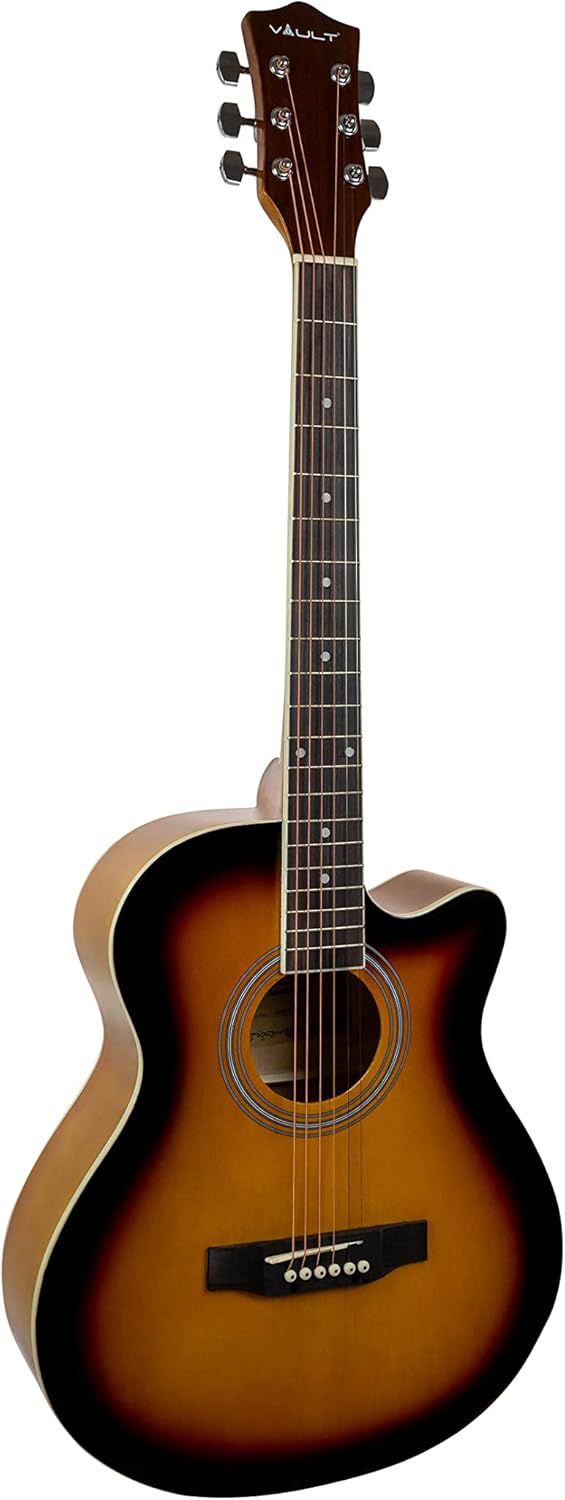 Vault EA-20 Full-Size Cutaway Acoustic Guitar - Sunburst Bundle with Gig Bag, Tuner, Picks, Strap, and String Winder