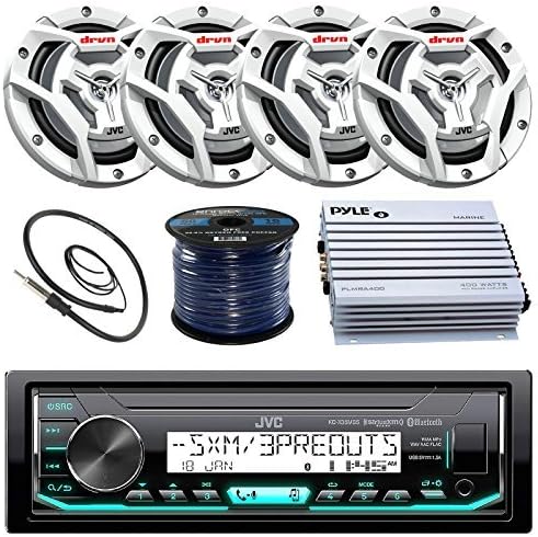 JVC Marine Boat Yacht Radio Bluetooth Media Player Receiver Bundle Combo With 4 x 6.5