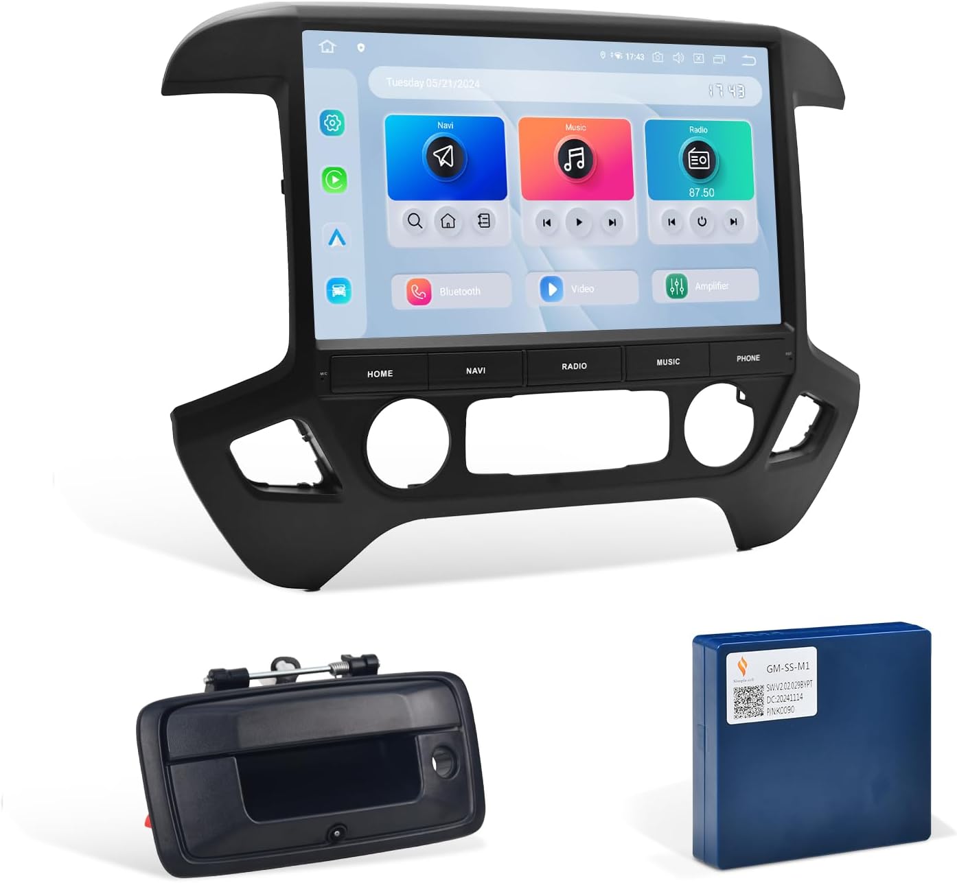 Dasaita Android 13 Car Stereo for Chevy Silverado GMC Sierra 2014-2019 with Tailgate Camera/Bose Amplifier Adapter/Wireless Carplay/Android Auto, 13.3