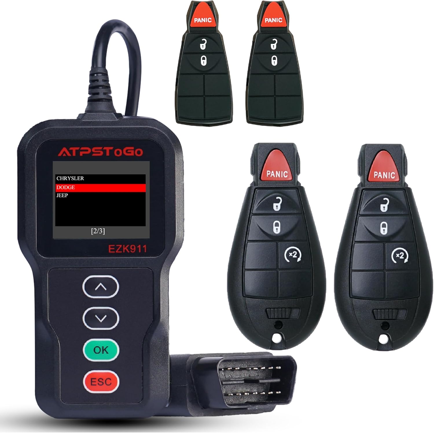 DIY Key Fob Replacement Fits for 2013 2014 2015 2016 2017 Dodge Ram 1500 2500 3500 Keyless Entry Remote Control Replace FCC ID: GQ4-53T with Interchangeable 3 & 4 Button