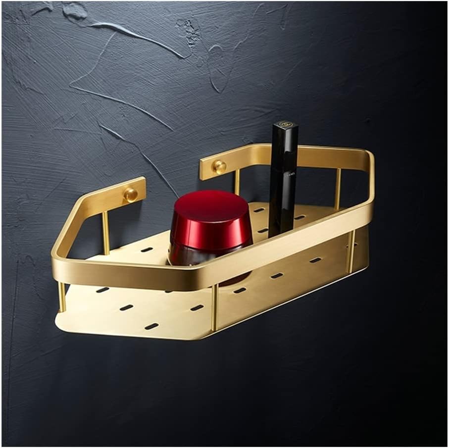 Shower Caddy 2021 Bathroom Shelves, Gold Solid Brass Shower Corner Shelf, Wall Mount Shampoo Storage Shelf Rack, Bathroom Basket Holder Bathroom Organizer (Color : DG20-0758-C)