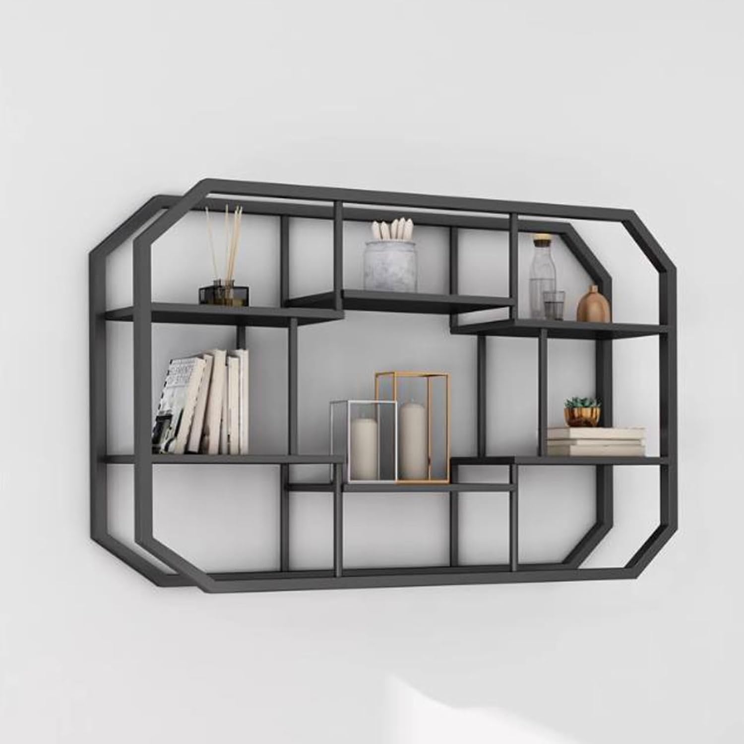 Wall Shelves Metal Floating Shelves Wall Mounted, Circle Wall Shelf Round Wall Mount Display Organizer Holder Rack, Accent Decor for Bedrooms, Bathrooms, Kitchens, Living Rooms & Halls Wall Floating S