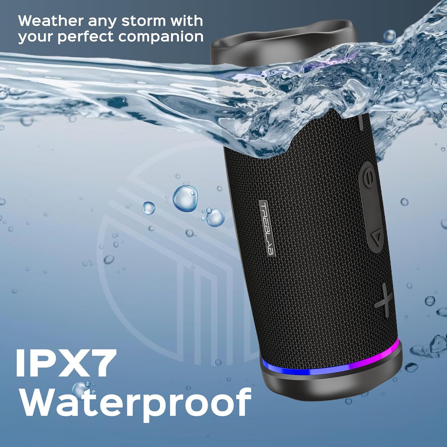 TREBLAB HD77 Bluetooth Speaker - Powerful 360° Sound with Impactful Bass, 30W Portable Wireless Audio, 20H Battery, IPX7 Waterproof, TWS Stereo, Shockproof Design for Outdoor, Beach, Pool, Jobsite