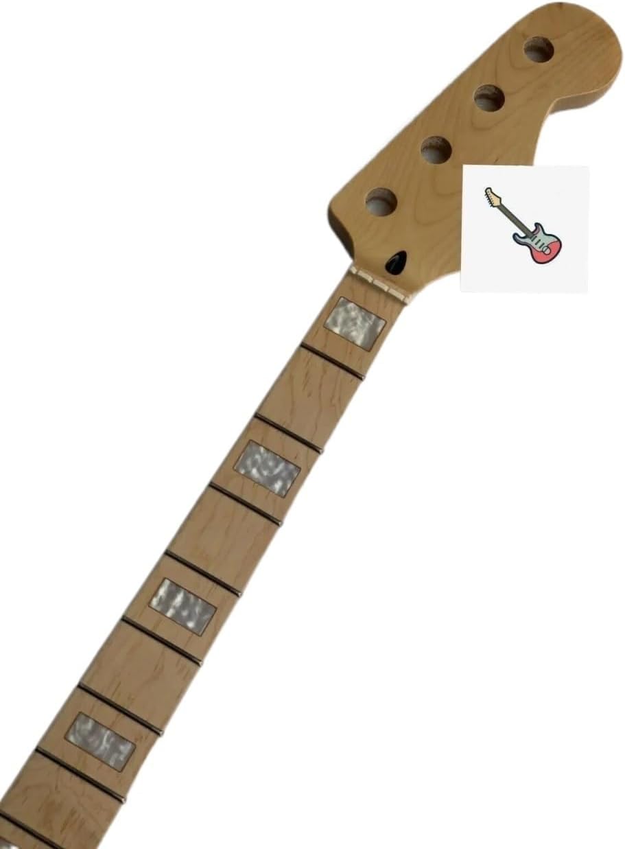 20 Fret Jazz Bass Electric Guitar Neck Maple Durable DIY Part Replacement Classic Block Inlay Top for Upgrade