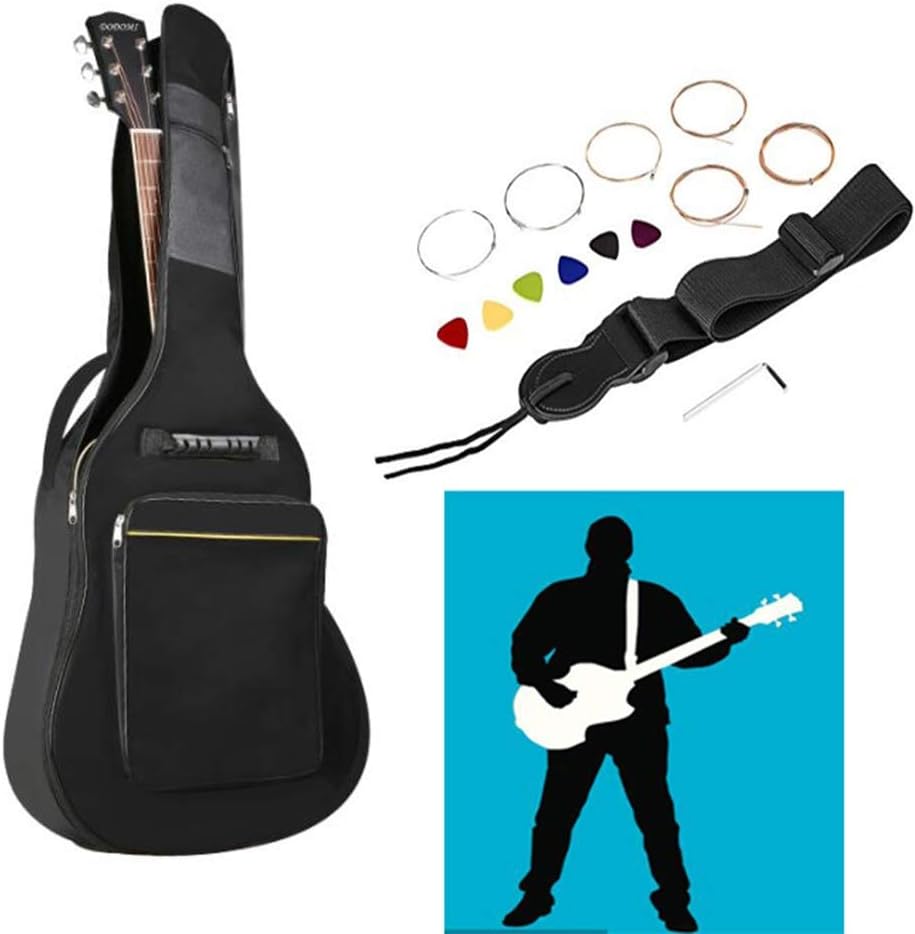 Acoustic Guitar GDMING Dreadnought Acoustic Guitars with Spare Strings Performance Bag Matte Surface 41 Inches Wooden Guitar Suitable for Playing with Sing