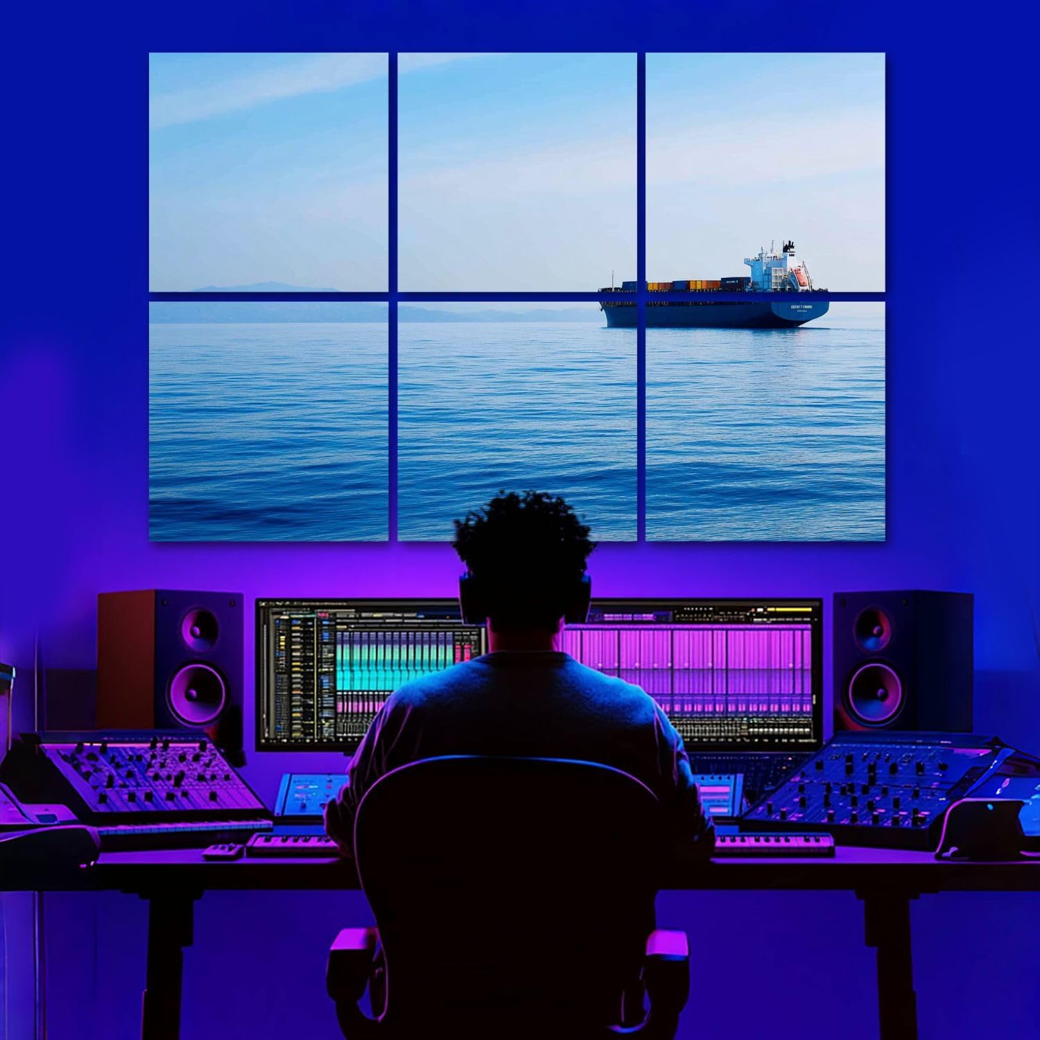 6 Pack Art Acoustic Panels Cargo Container Ship Soundproof Wall Panels, 48