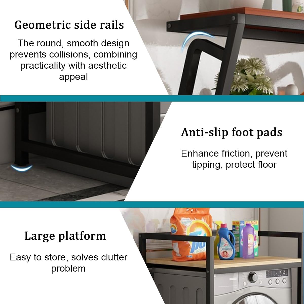 Tiers Washing Machine Storage Rack,Over The Washer and Dryer Storage Shelf,Space Saving Shelving Units,Laundry Room Storage Organizer,Drum Washing Machine Cabinet(Black White) Tumbl