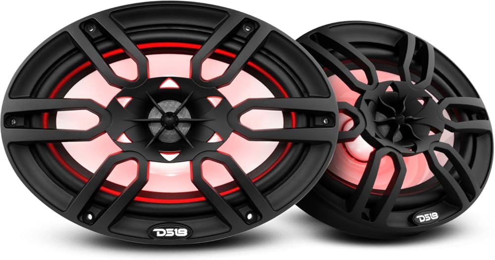 DS18 Hydro NXL-69 - High End Coaxial Speaker Pair - 2-Way Marine Speaker with Integrated RGB Lights - 375 Watt Car Audio System - Water Resistant Speakers - 6 x 9 Inches, Black (Renewed)