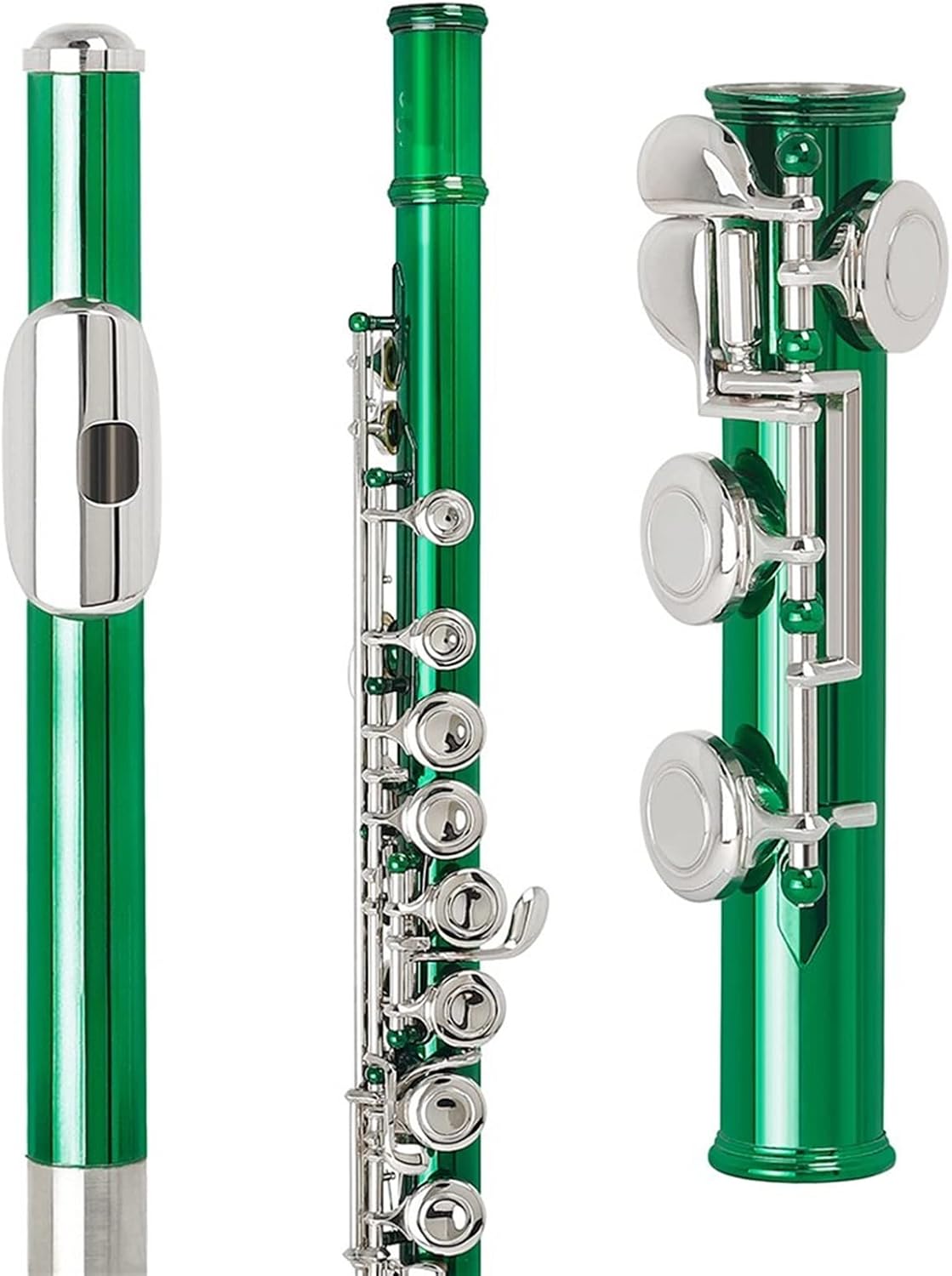Flutes 16 Holes Flute Cupronickel Woodwind Instrument Green C Tone with Leather Box Accessories
