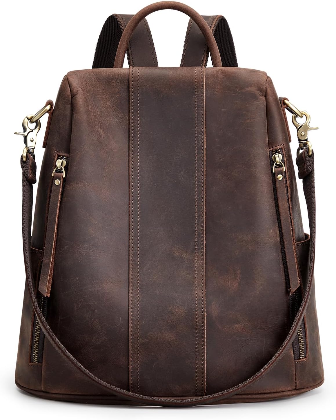 S-ZONE Leather Backpack Purses for Women Antitheft Rucksack Shoulder Bag Medium