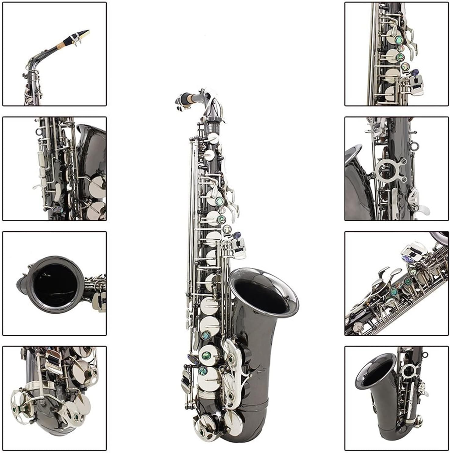 Sassofono Contralto Sax ottone lucido inciso EB e- Flat pulsante conchiglia strumento a fiato con custodia guanti silenziosi Cintura Student Saxophone