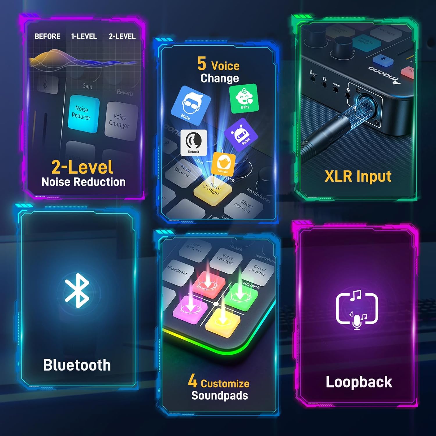 MAONO XLR/USB Dynamic Microphone and Gaming Mixer & Studio Headphone Kit, for Live Streaming, Podcasting, Content Create, Gaming