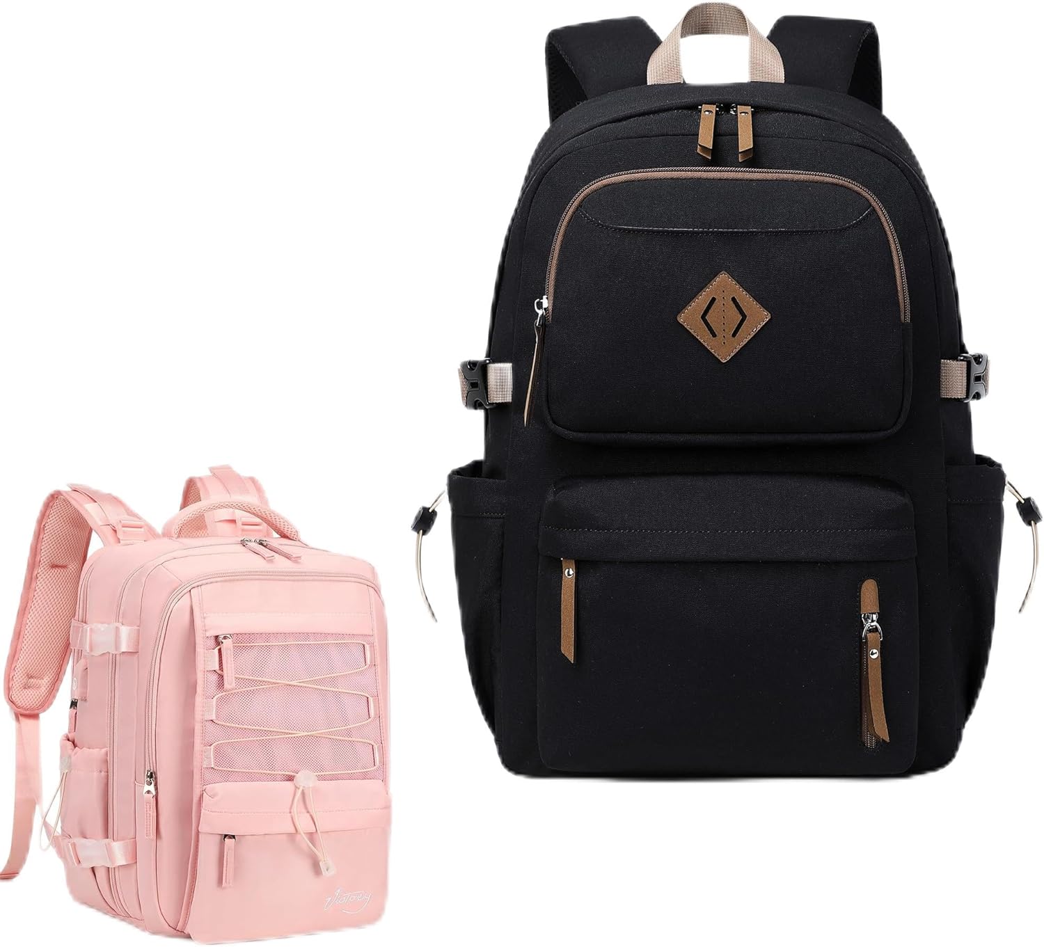 AO ALI VICTORY laptop backpack 15.6 inch anti theft travel backpacks for men and women large college bookbag work business daypack middle high school bag for girls boys teens students black