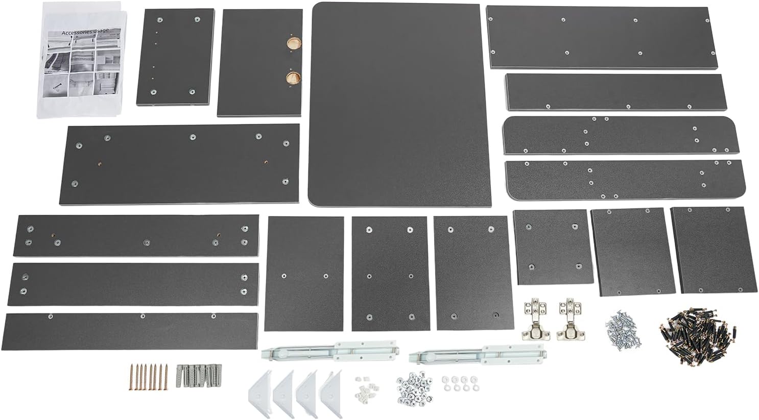 Folding Wall Desk, Wood 2-Tier Wall Mounted Writing Table, Kids Floating Bookshelf Fold Down Wall Mount Laptop Desk for Small Saving Spaces, Corner Floating Desk for Small Spaces (Grey)