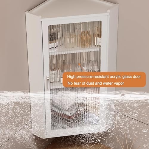 Small Corner Medicine Cabinet, Bathroom Cabinet Wall Mount with Glass Doors, Bathroom Wall Cabinet Over The Toilet, Compact Hanging Cabinet for Bathroom Kitchen Laundry Room Dormitories(Tran