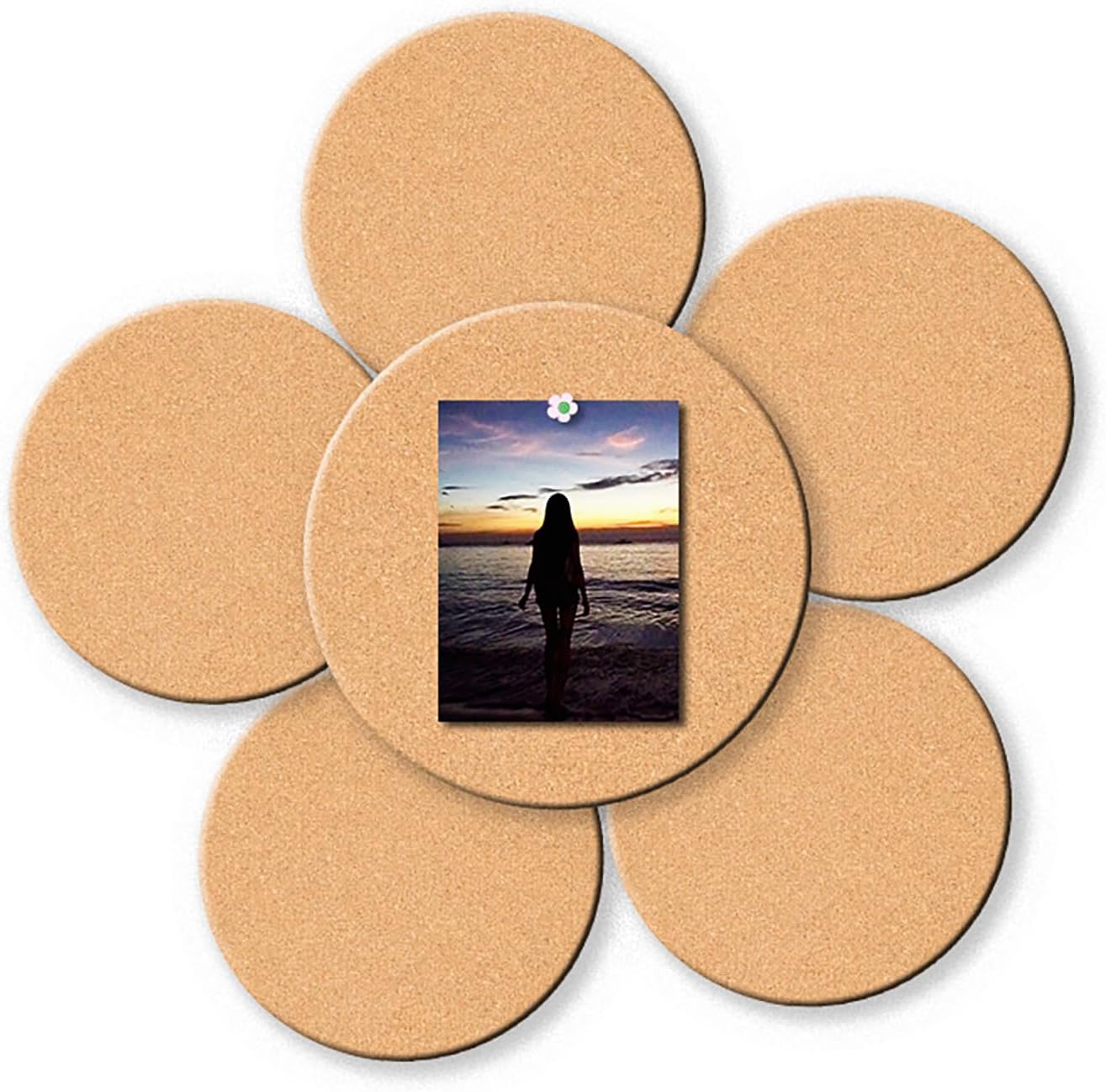 Natural Cork Round Bulletin Board Set,Self-Adhesive Office Boards,for Office Wall Tidying, Photo Displays, DIY Craft Projects,Rustic Décor,Thickness:8mm-10PACKS(Size:20cm,Color:Natural Wood Color)