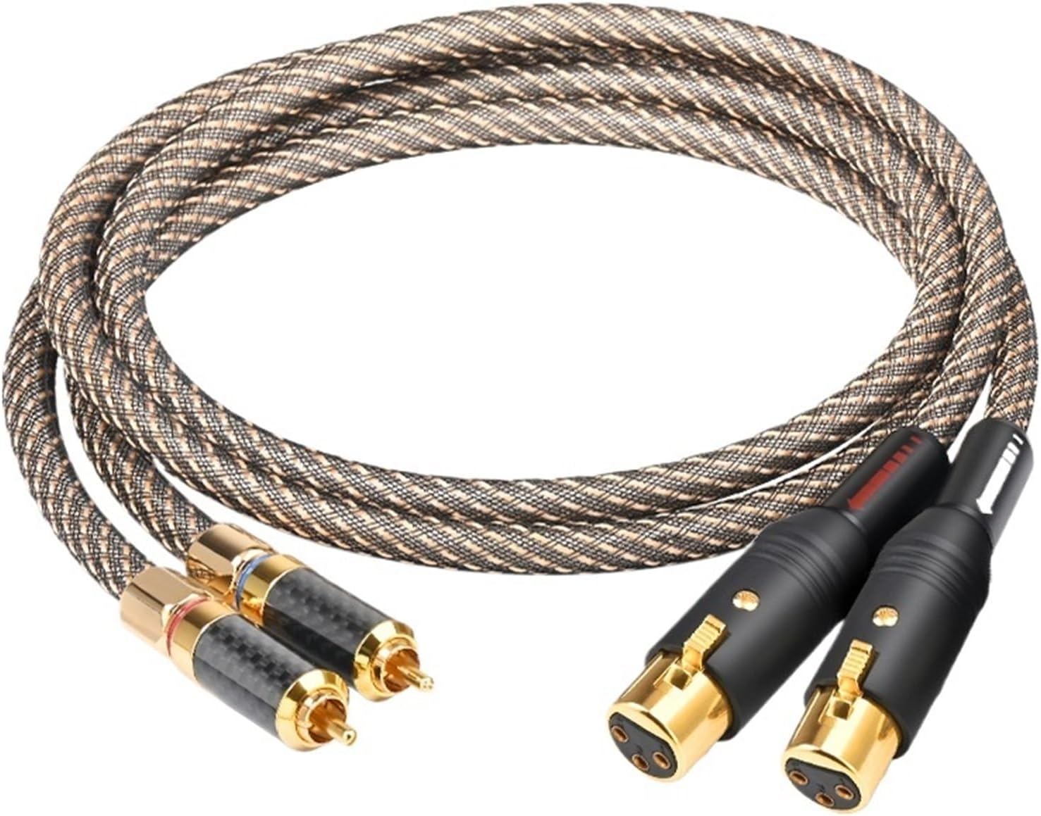 HiFi RCA to XLR Audio Cable OFC Mixed Silver Core Quadruple shielding 2RCA Jack Male to 2XLR Female Cable for CD DAC(0.75m)