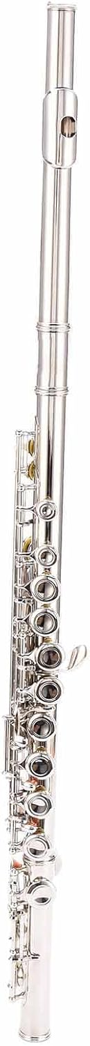 Flute,16 Closed Hole Cupronickel C Tone Student Flute Wind Instrument Assembly Kit for Beginners