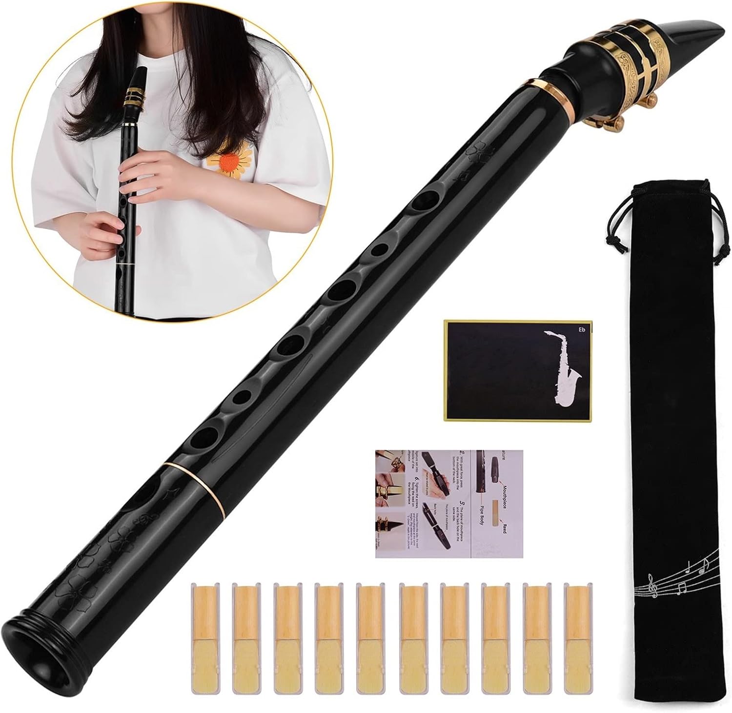 Mini Pocket Saxophone ABS Material with Mouthpieces 10pcs Reeds Carrying Bag Woodwind Instrument Professional Saxophone