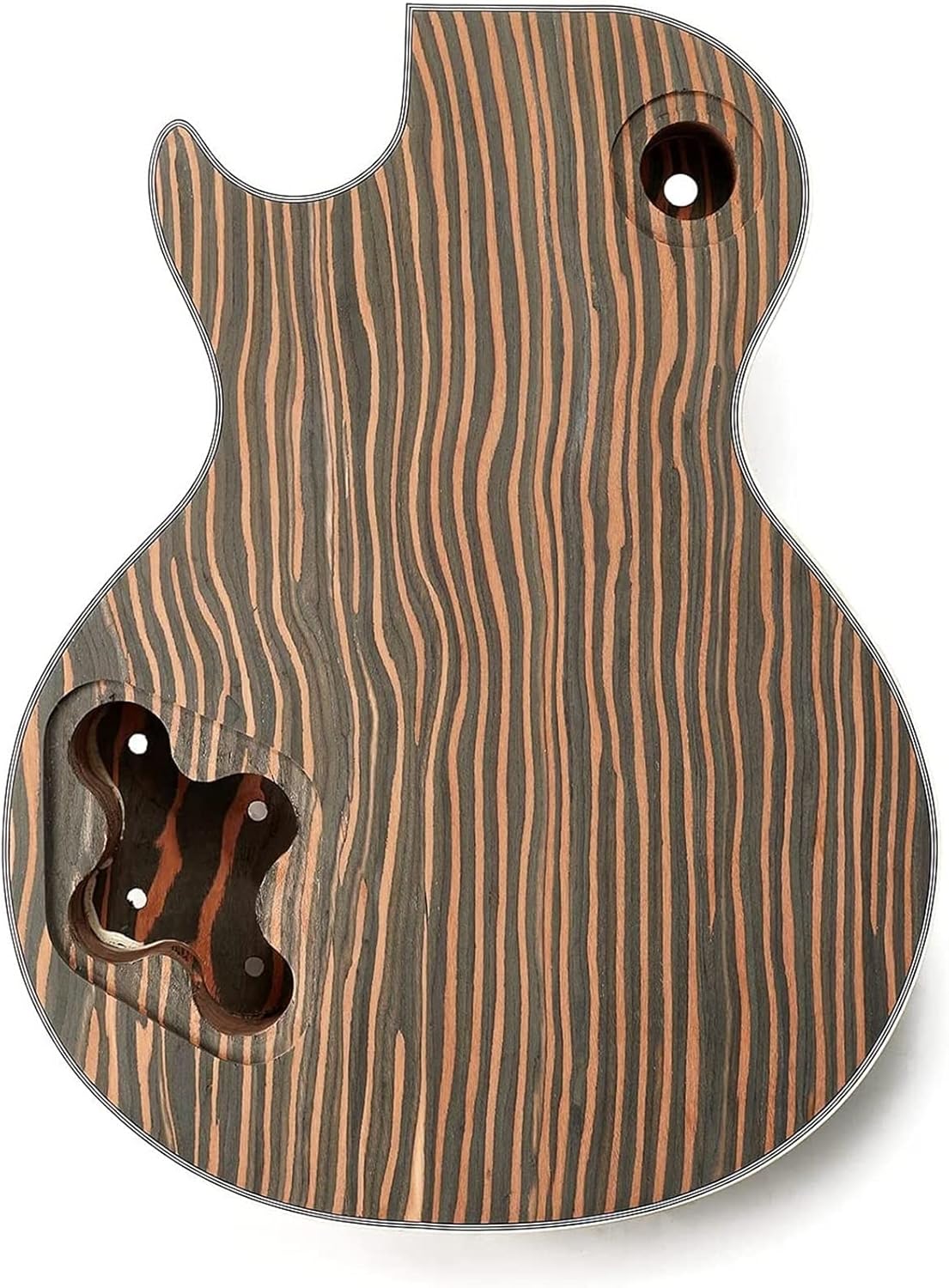 FLFL New 6 String Guitar Kit Zebrawood Solid Body for LP Style Electric Guitar Builder Kit Unfinished Guitar Kit