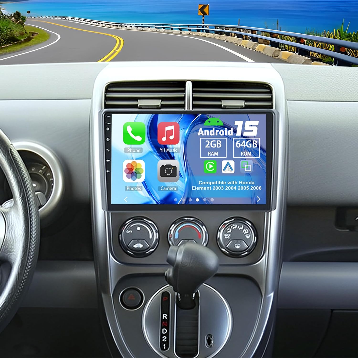 Android 15 Double Din Car Stereo Upgrade Radio for Honda Element 2003 2004 2005 2006, 2G+64G 10