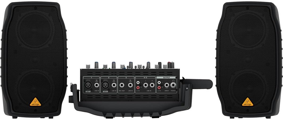 Behringer Europort PPA200 200-Watt 5-Channel Portable PA System with Wireless Microphone Option, KLARK TEKNIK Multi-FX Processor - With 2 Pack Samson MK10 Lightweight Boom Mic Stand