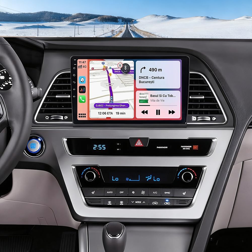 9 Inch Android 13 Car Stereo for Hyundai Sonata 2015 2016 2017 IPS Touchscreen Double Din Car Audio Receiver w/Wireless Carplay Android Auto GPS Navigation Bluetooth WiFi AHD SWC Backup Camera, 2+32G