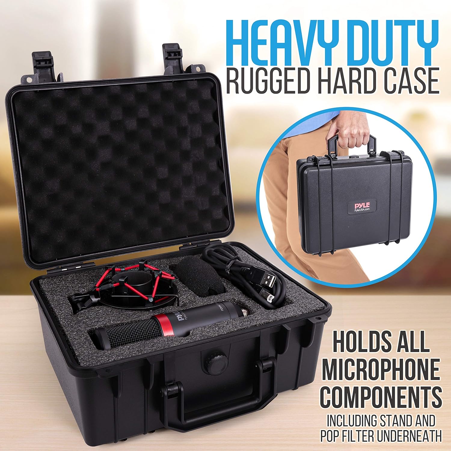 Pyle USB Microphone Podcast Recording Kit - Audio Cardioid Condenser Mic w/Shock Mount Stand & Pop Filter, for Gaming PS4, Streaming, Podcasting, Studio, YouTube, Works w/Windows PC Mac PDMIKT200