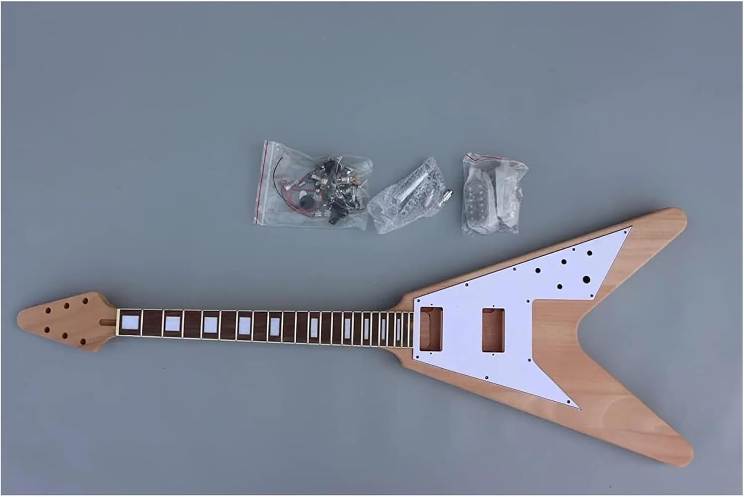 Guitar Body Guitar Replacement Parts 1set Guitar Kit 22 Guitar Neck Guitar Body Mahogany Rosewood Flying V Block With Part