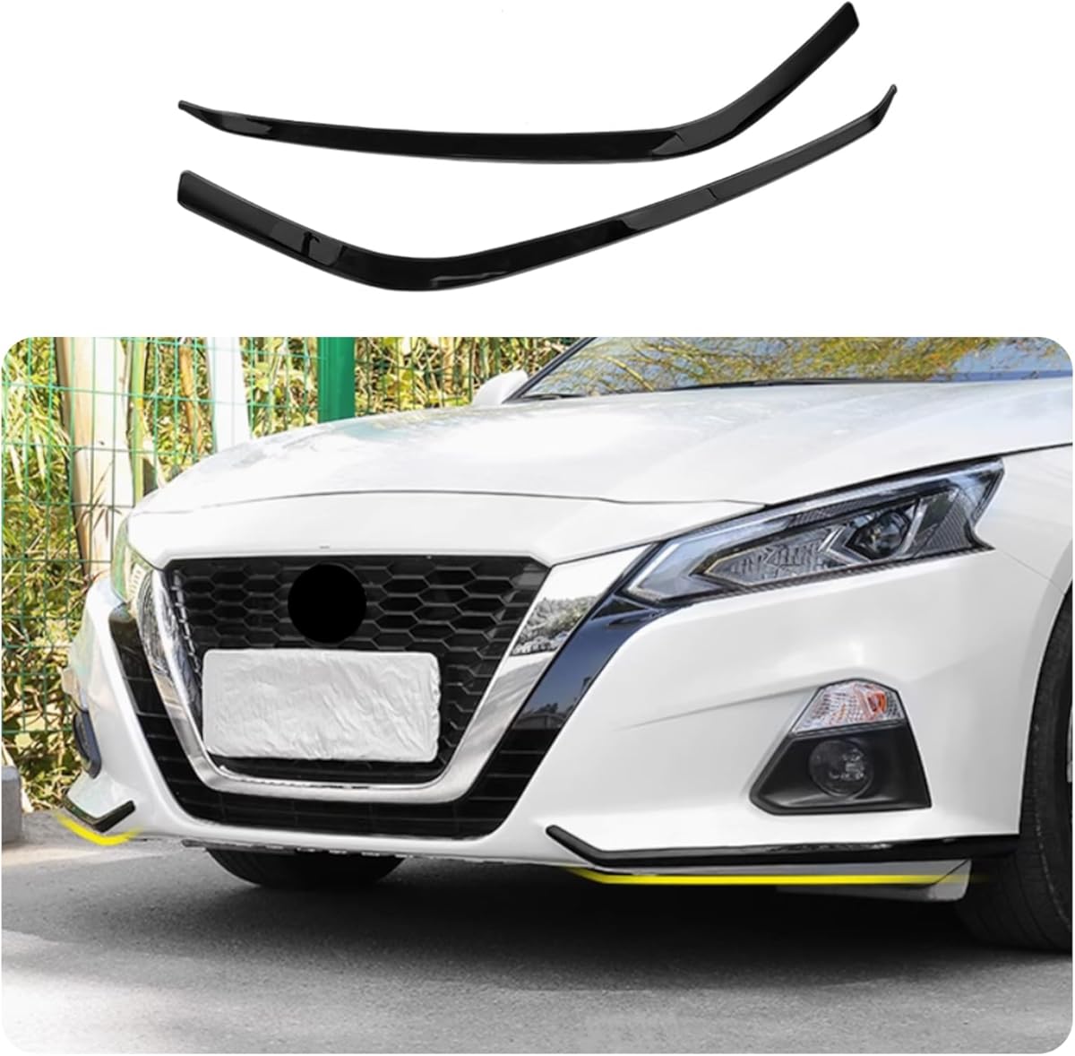 Car Accessories Fit for Nissan Altima 2019 2020 2021 2022 Front Bumper Corner Protection Cover Trims (Black) 2PCS Stainless Steel