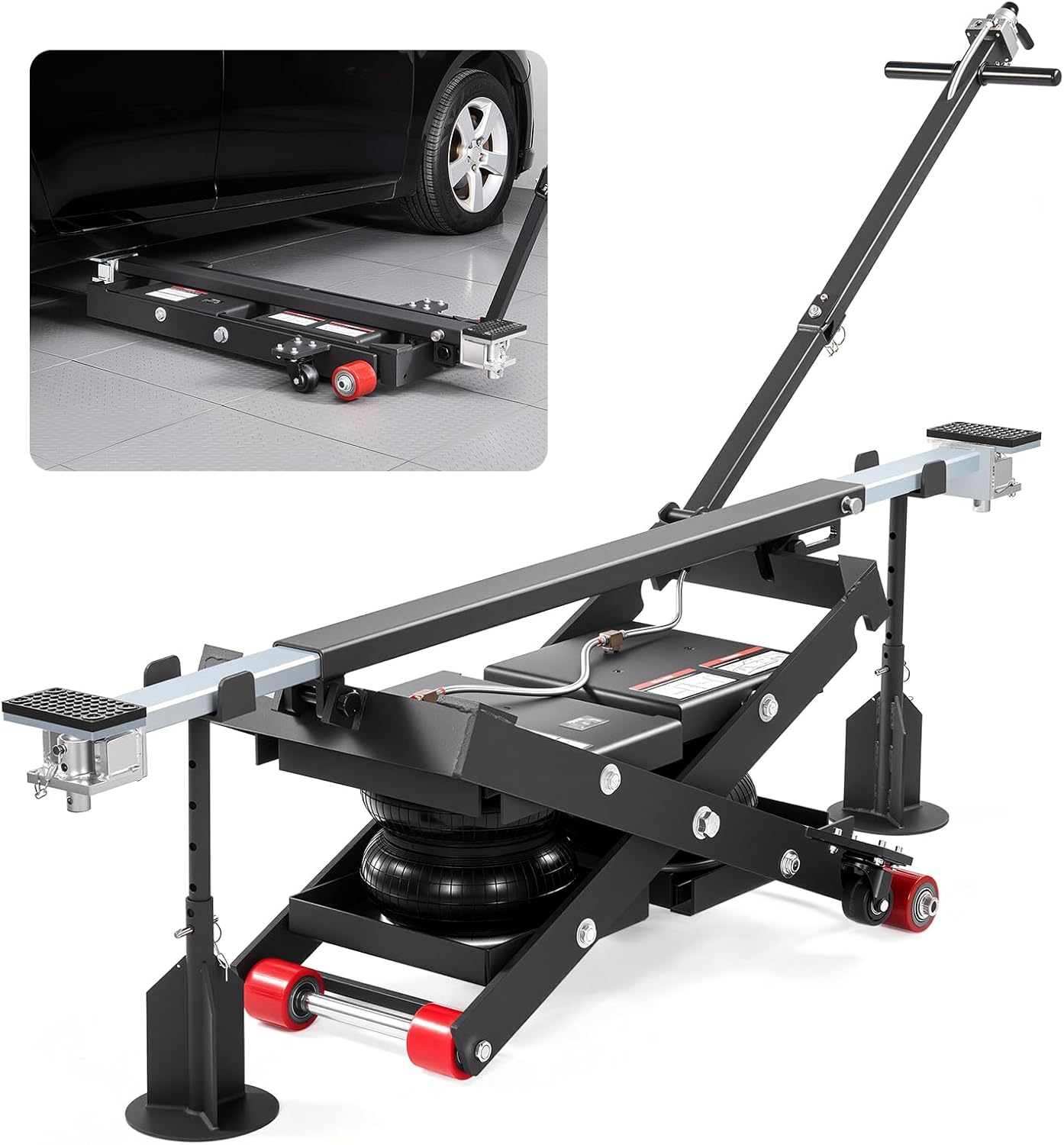 VEVOR Air Portable Car Lift, 6613 lbs/3 Ton Capacity, 21.7 inch Max Height, Adjustable Portable Air Car Lift with Airbag, Support Stands, Wheel Chocks, Rubber Pads, Heavy-Duty for Sedan SUV Pickup