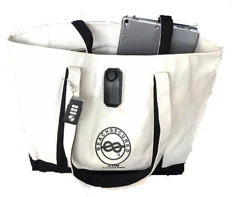 Alarmed Anti-Theft Secured Beach Bag Lockable Alarm System Safe Tote Bag. Waterproof Remote Control