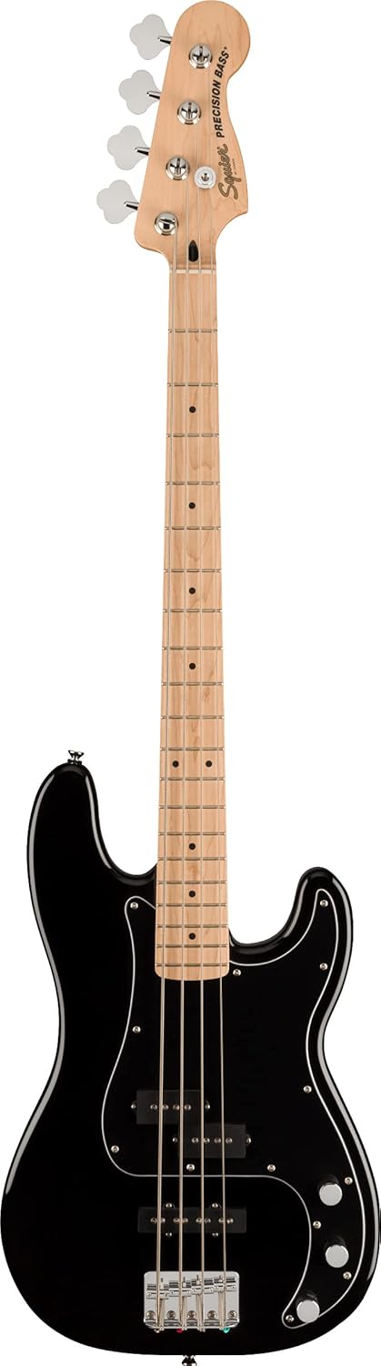 Fender Squier Affinity Precision Bass PJ - Black Bundle with Rumble 15 Amplifier, Instrument Cable, Gig Bag, Tuner, Strap, and Austin Bazaar Instructional DVD