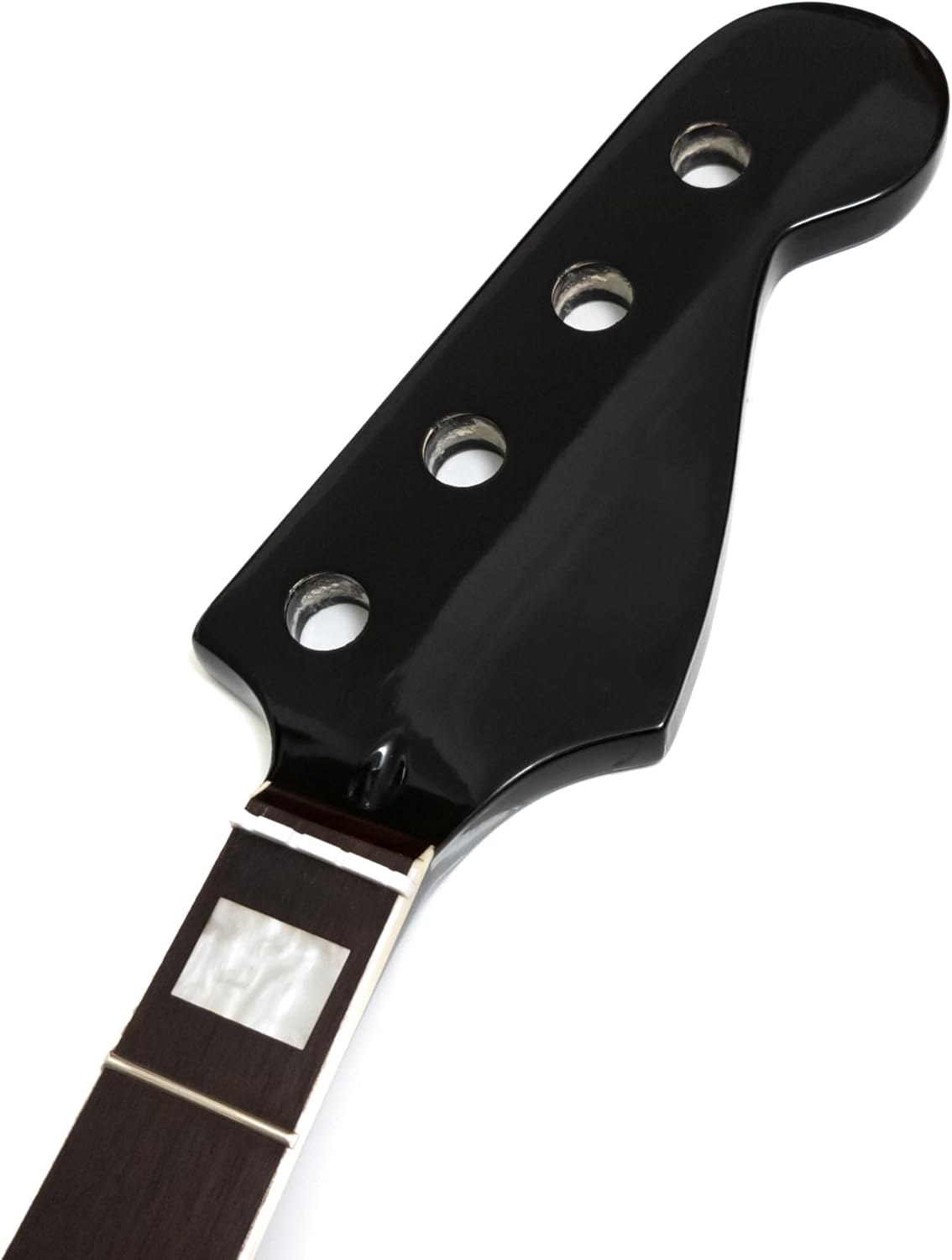 20 Frets 4-String Bass Maple Guitar Neck for Jazz Bass & Precision Bass, with Rosewood Fingerboard, Block Inlays, Black Gloss Finish, 38mm Nut