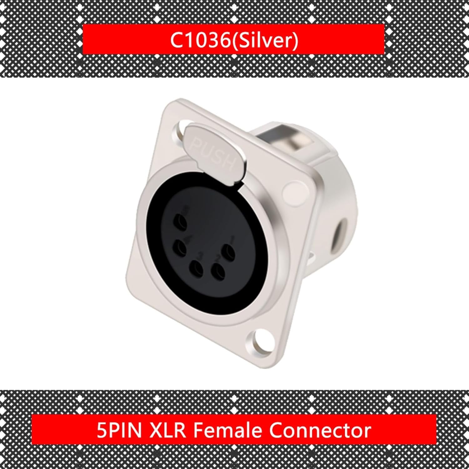 10Pcs/lot 5Pin XLR Panel Mount XLR Male Plug/Female Jack Socket Microphone MIC Cable Terminal XLR Chassis Wire Connector (Color : C1036x10)