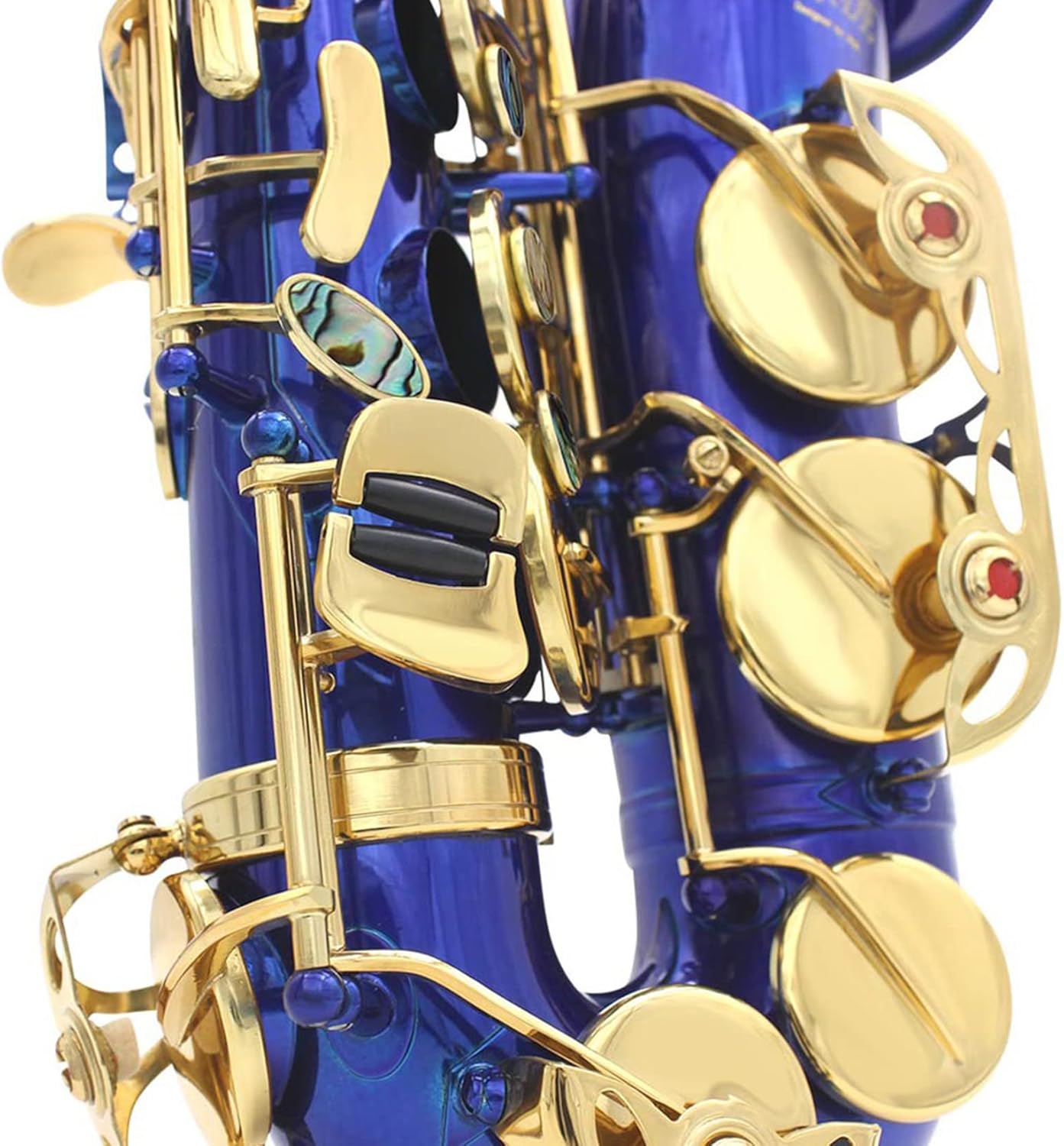Alto Saxophone Full Kit, Blue Lacquer Alto Sax in E Flat, Professional Sax Woodwind Instrument for Beginner/Students/Performance, Quality Brass Engraving E Flat Alto Sax