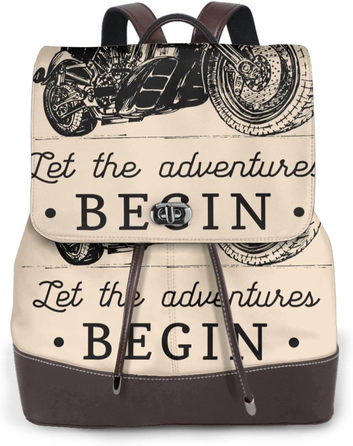 Let The Adventure Begin for Womens Backpack Purse Microfiber PU Anti-theft Large Fashion Designer Travel Bag Ladies Shoulder Bags