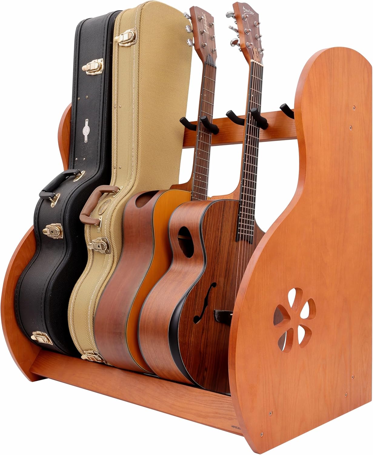 Nefelibata Multi-Purpose Guitar Stands 5 Wooden Guitar Rack Floor Stand for Guitars and Cases, Electric Guitars, Acoustic Guitars, Bass Guitars, Cellos - German Ash-Brown