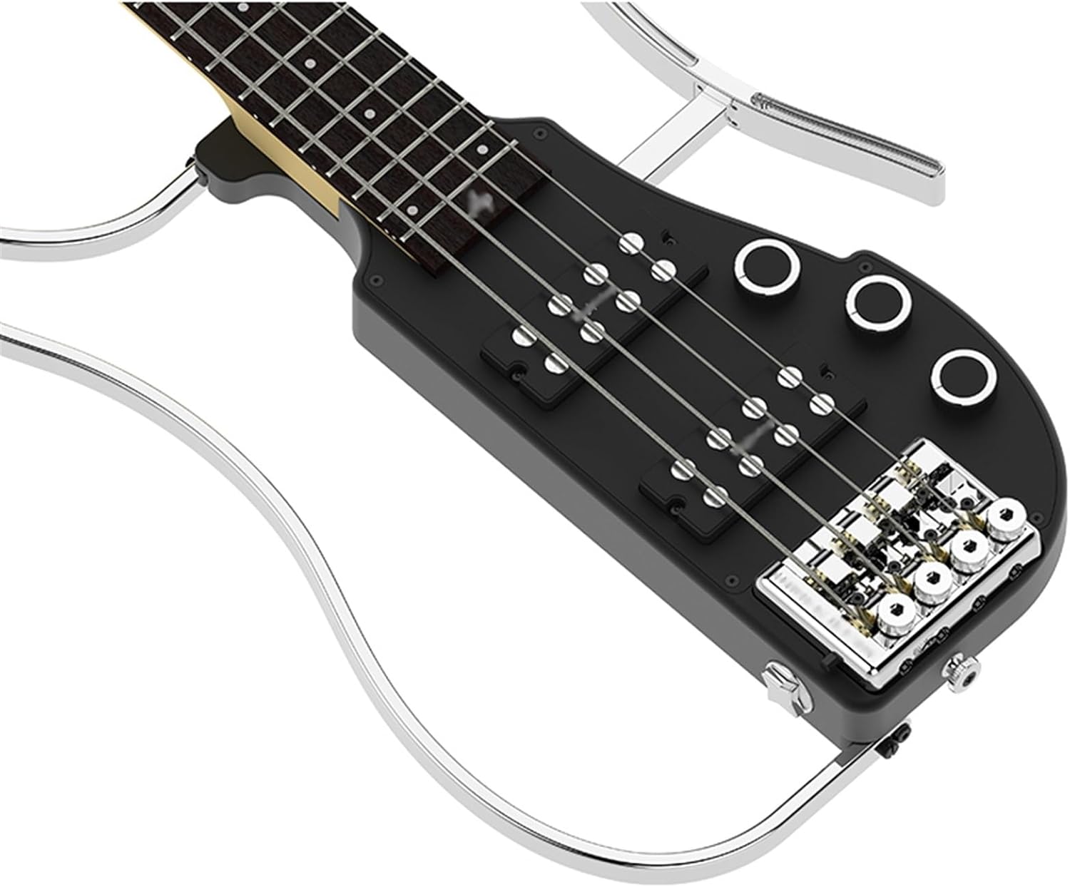 VENEKA Headless Electric Guitar Travel Portable 4 String Headless Electric Bass Guitar Rosewood Fingerboard Aluminum Body