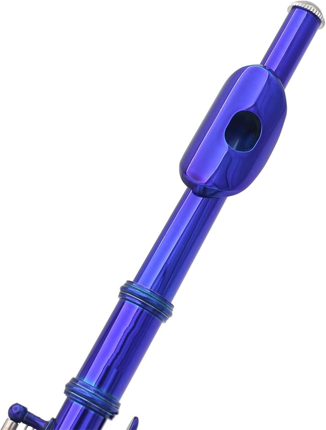 Blue Piccolo 16 Holes with E Key Woodwind Instrument Half-Size Flute Cupronickel Tube W/Leather Box Flutes