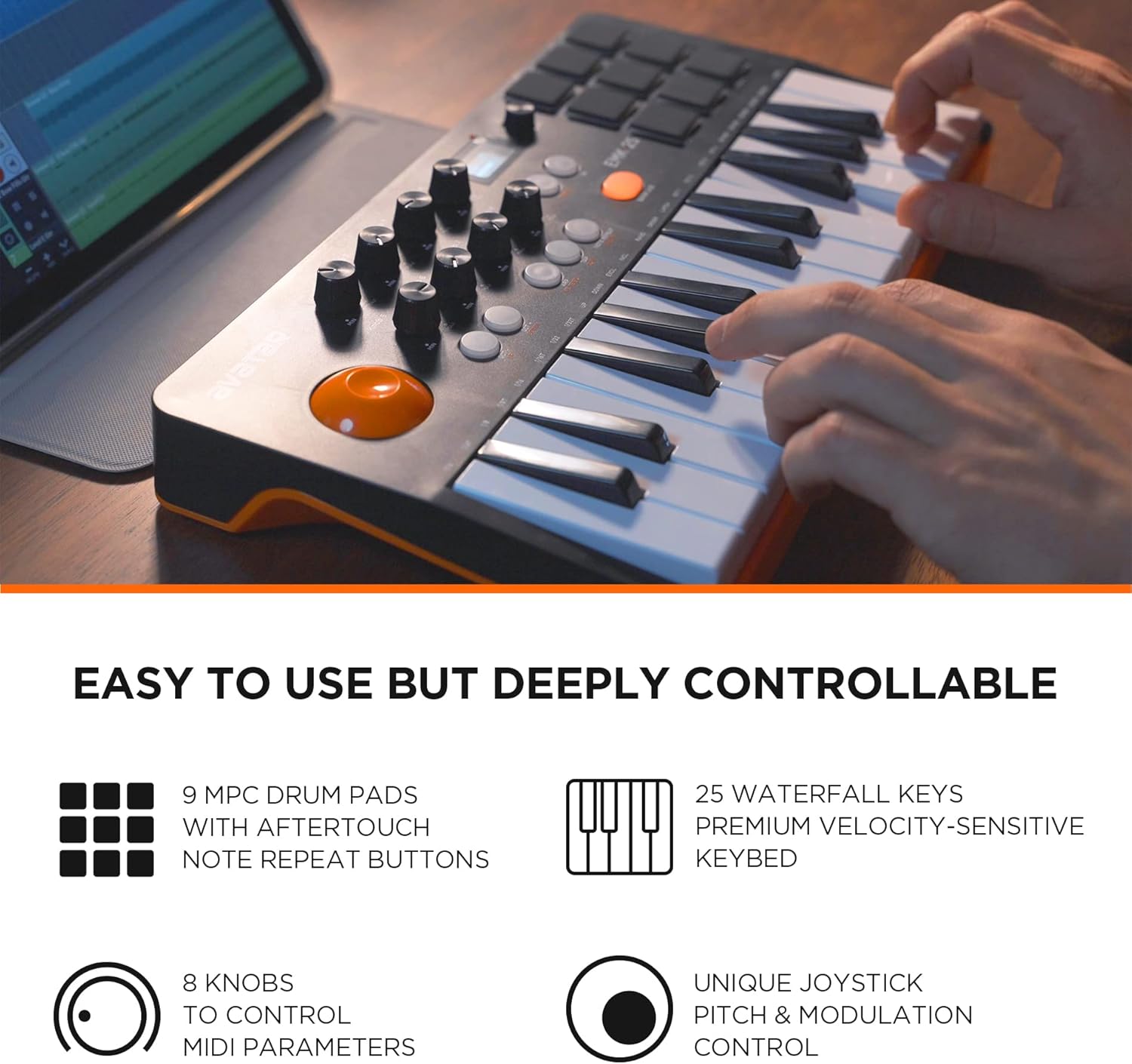 EMP16 Bluetooth MIDI Beat Pad + EMK-25 USB MIDI Keyboard Contoller Bundle