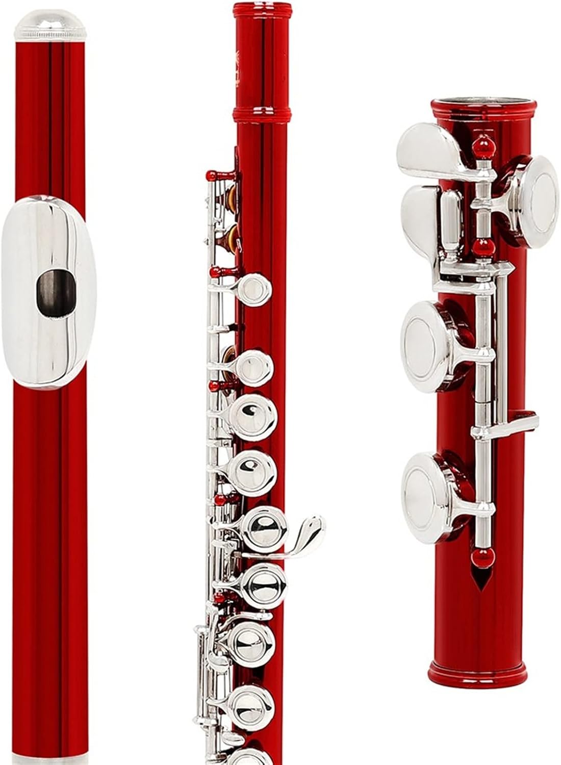 Flutes 16 Holes C Key Flute Cupronickel Red Transverse Flute Woodwind Instrument with Case